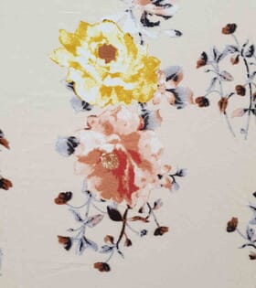 Bubble Crepe - Floral White, Yellow & Pink