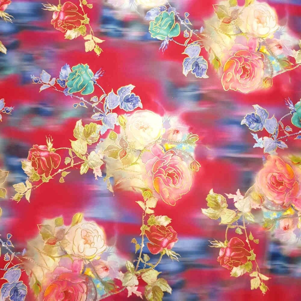 Foil Look Printed Duchess Satin