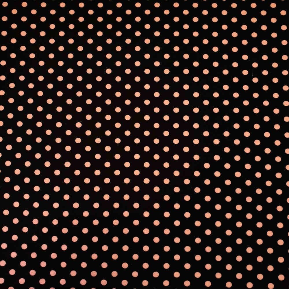 Printed Scuba Crepe - Polka Dots - Black & Baby Pink