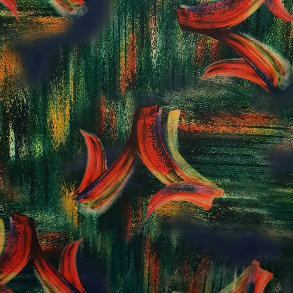 Printed Bon Bon - Bottle Green - Abstract