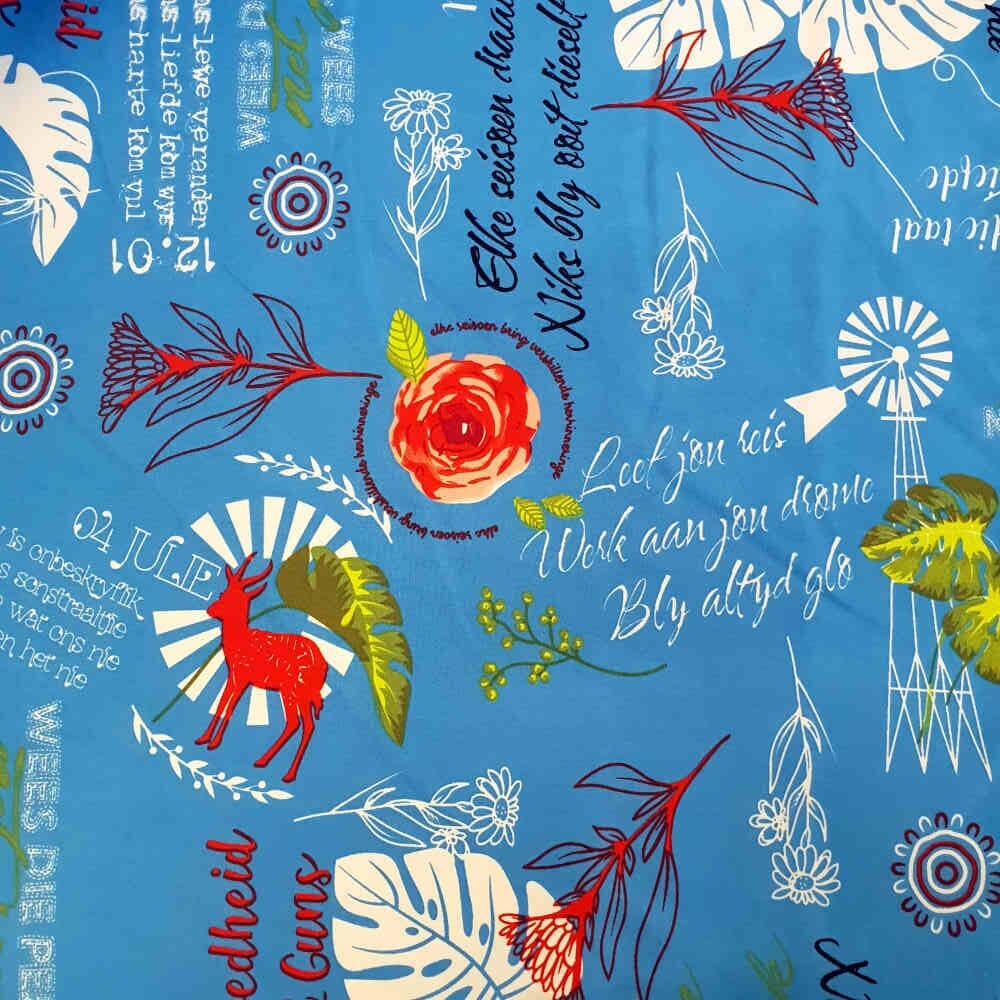 Printed Mini-Matt - Afrikaans - Turquoise & White