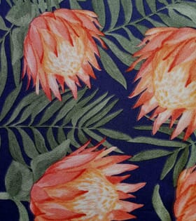 Printed Mini-Matt - Protea - Navy Blue