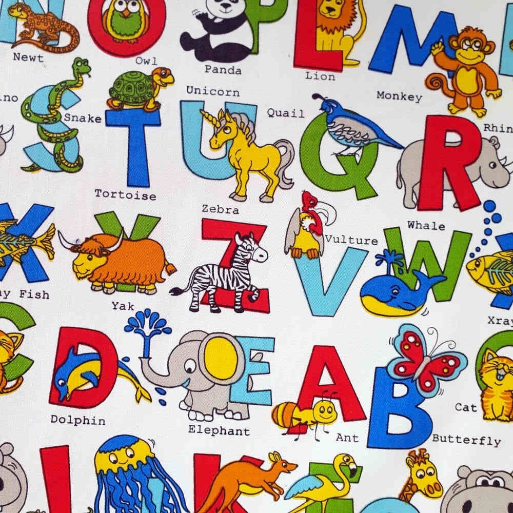 100% Printed Cotton - Safari Alphabet