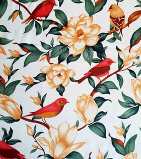 Printed Mini-Matt - Birds & Flowers - White