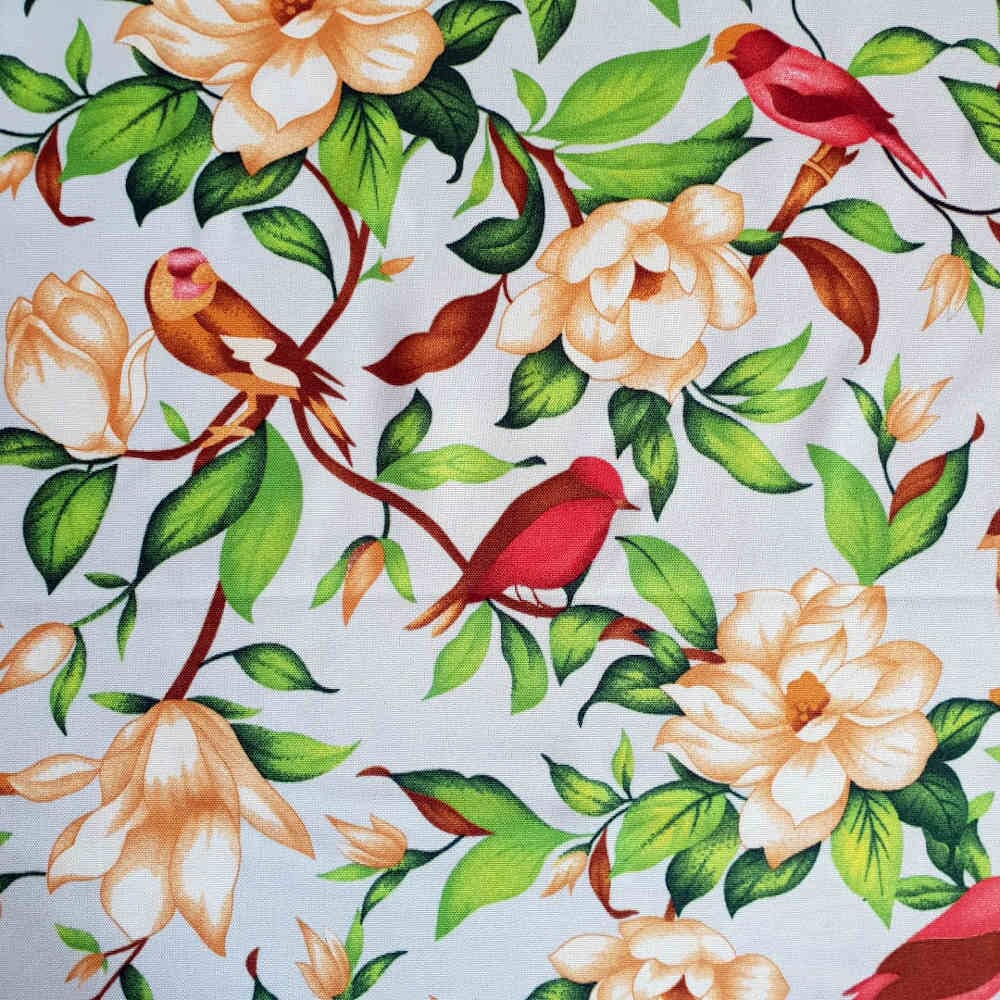 Printed Mini-Matt - Birds & Flowers - Light Grey