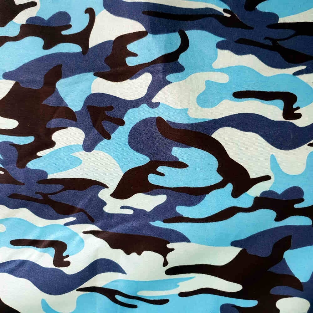 1 Metre Blue Polycotton Camouflage Print Fabric x 112cm / 44