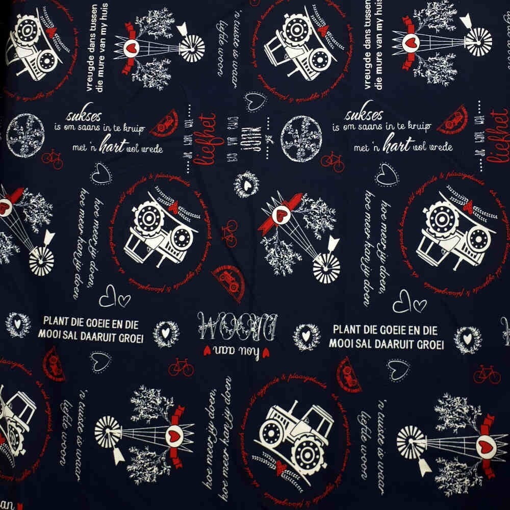 Printed Mini-Matt - Afrikaans - Navy Blue & White