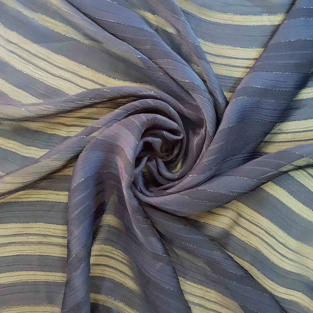 Lurex Stripe Chiffon - Navy Blue