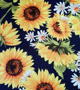 Printed Mini-Matt - Sunflowers - Navy Blue