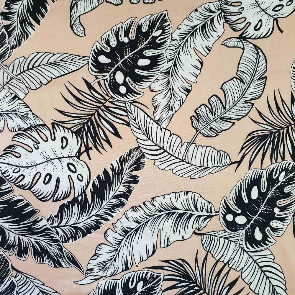 Rayon Challis - Leaves - Pink