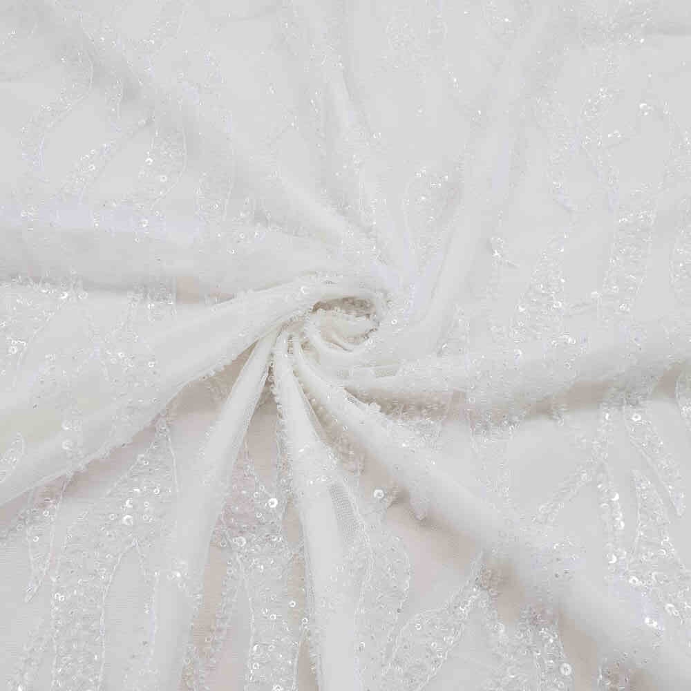 Embellished Evening Tulle – White | Curtain Dream