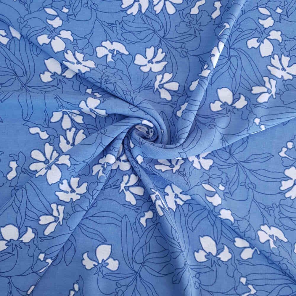Printed Gause Linen Blue Curtain Dream