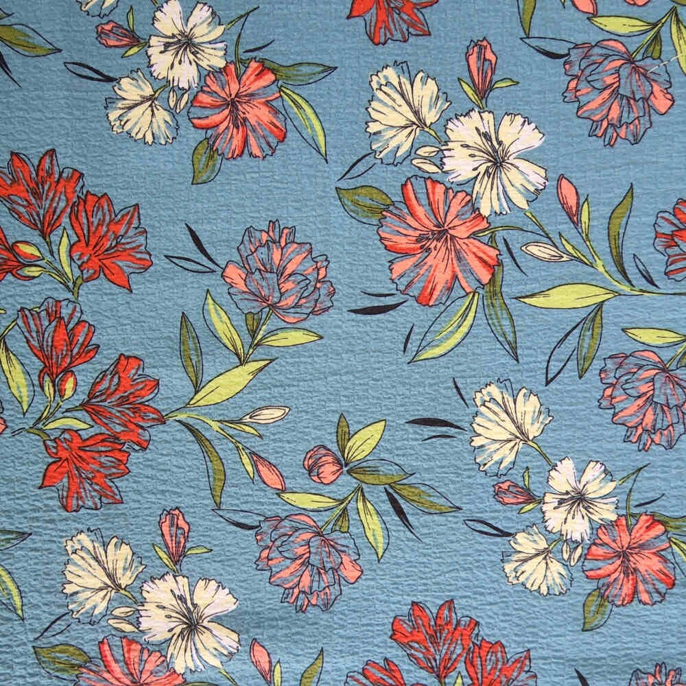 Rayon Slub Floral Turquoise Curtain Dream