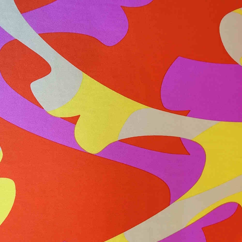 Printed Dull Satin Abstract Orange Curtain Dream