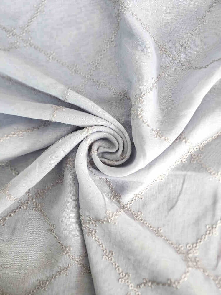 Embroidered Linen Voile Grey Curtain Dream