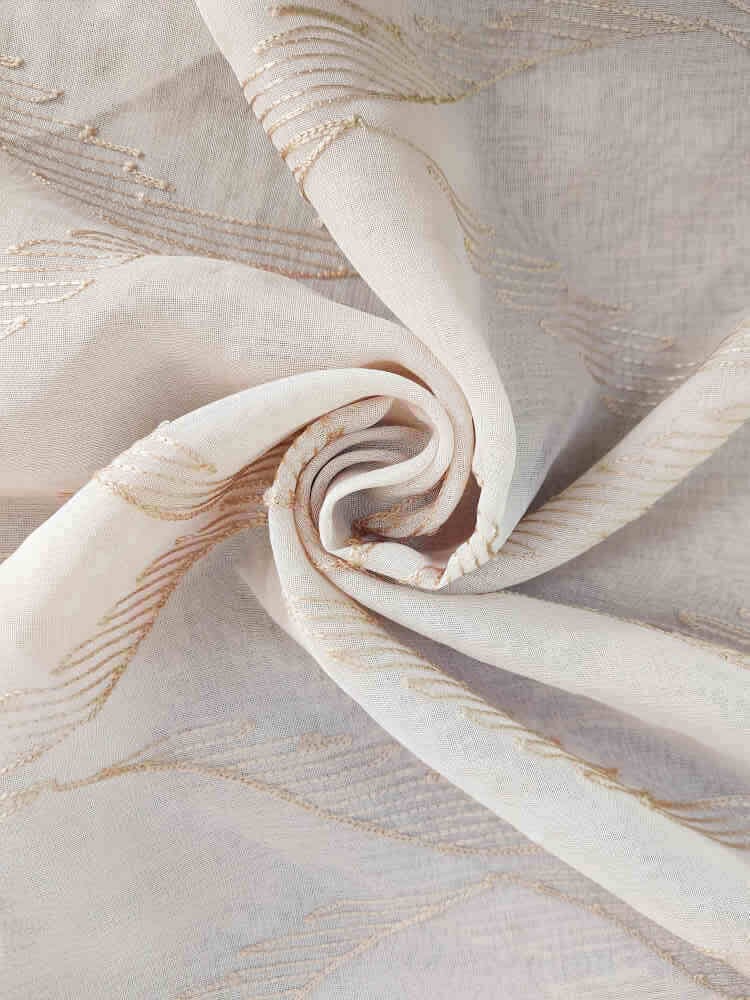 Embroidered Linen Voile Beige Curtain Dream