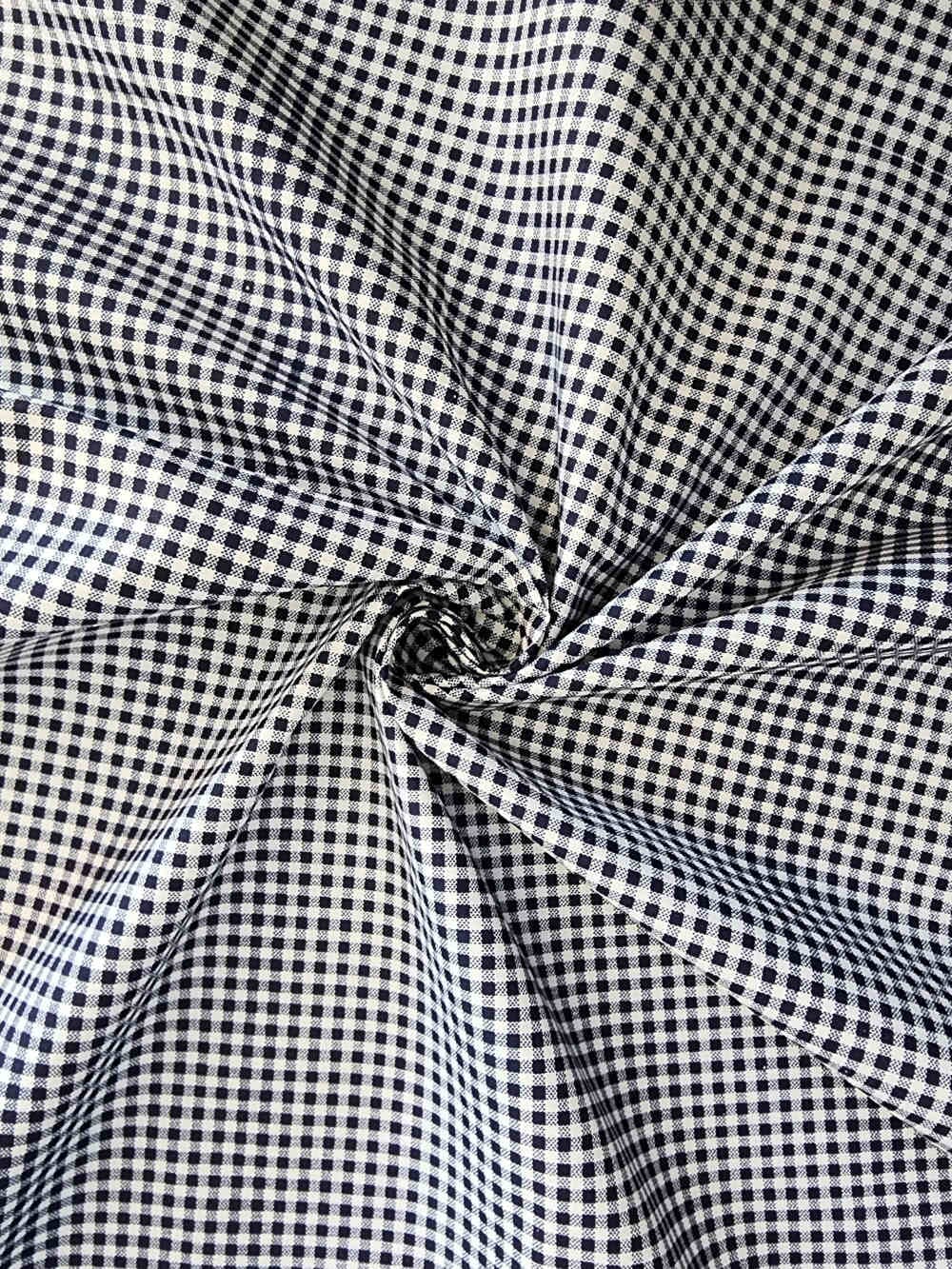 Printed Poly Cotton – Navy Blue – Gingham | Curtain Dream