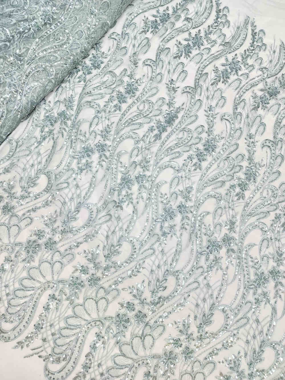 Ivory Embroidered Beaded Tulle Eb1051 main image 1