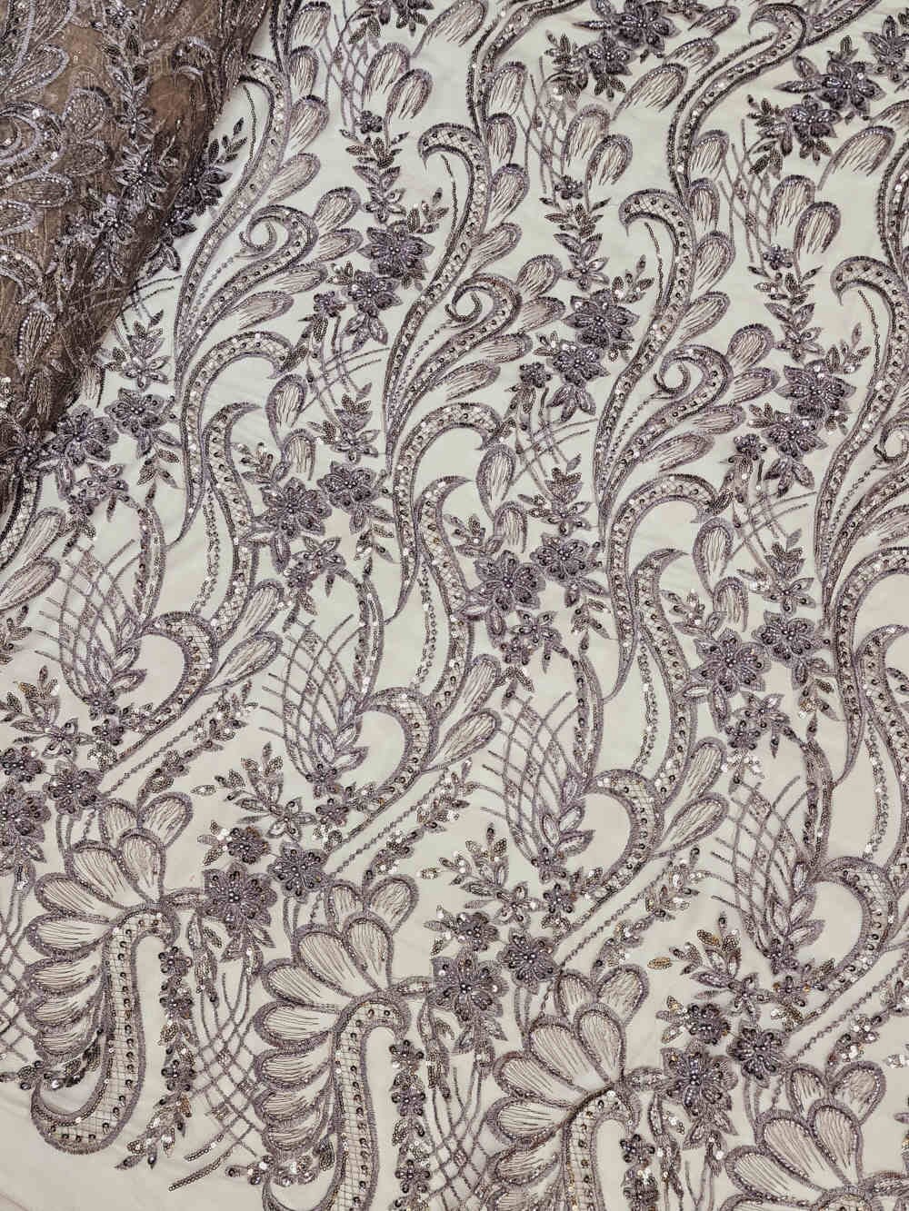 Dusky Rose Embroidered Beaded Tulle Eb1103 main image 1