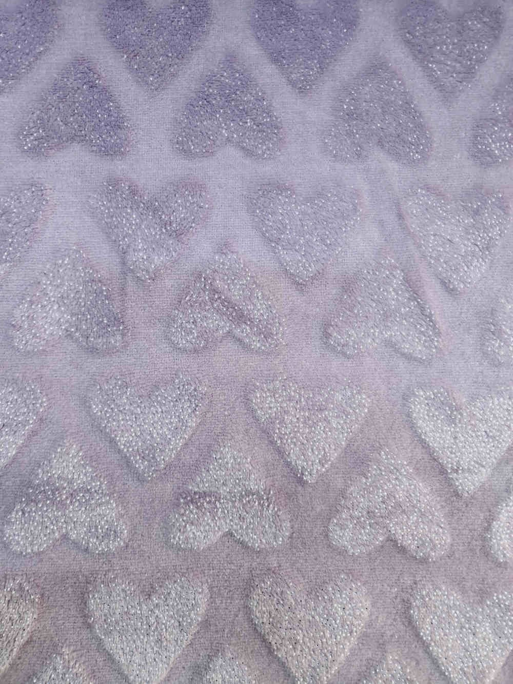 Jacquard Metallic Fleece Hearts Lavender Curtain Dream