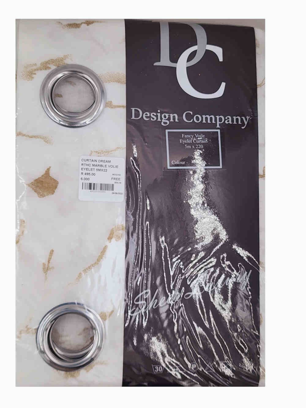 Ready to Hang Curtain (5m x 220cm) Marble Voile Eyelet Mocha