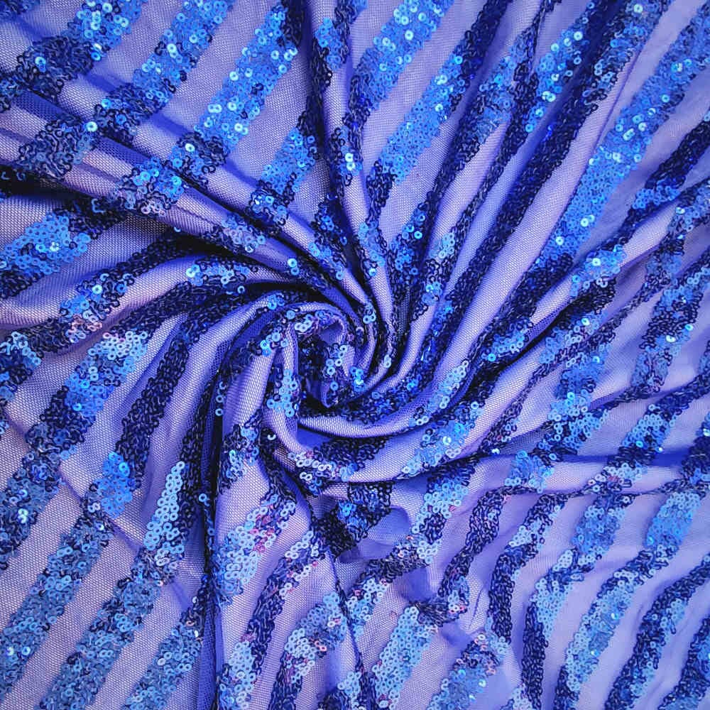 Sequins Striped Tulle – Royal Blue | Curtain Dream