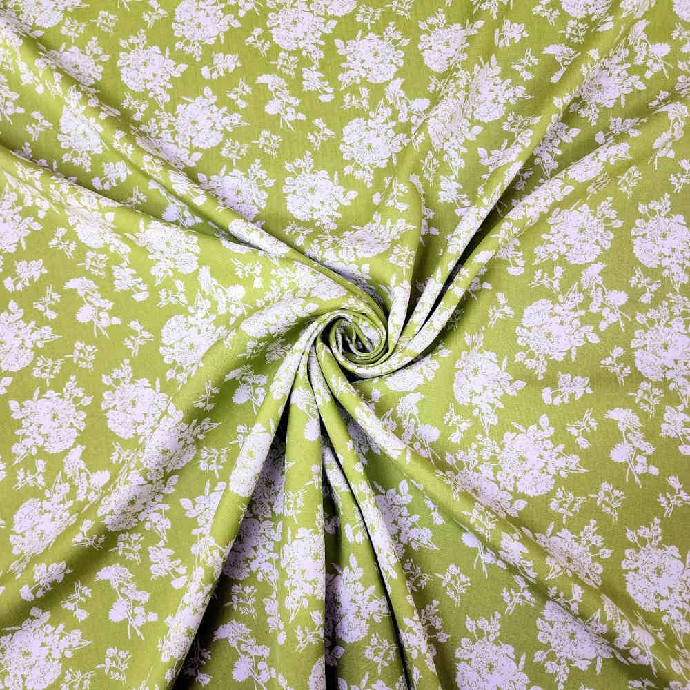 Rayon Challis – Floral – Lime | Curtain Dream