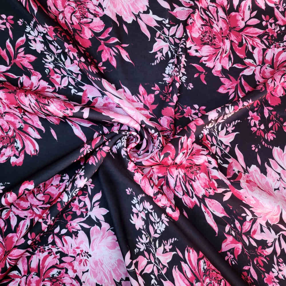 Dior Satin – Floral – Black | Curtain Dream