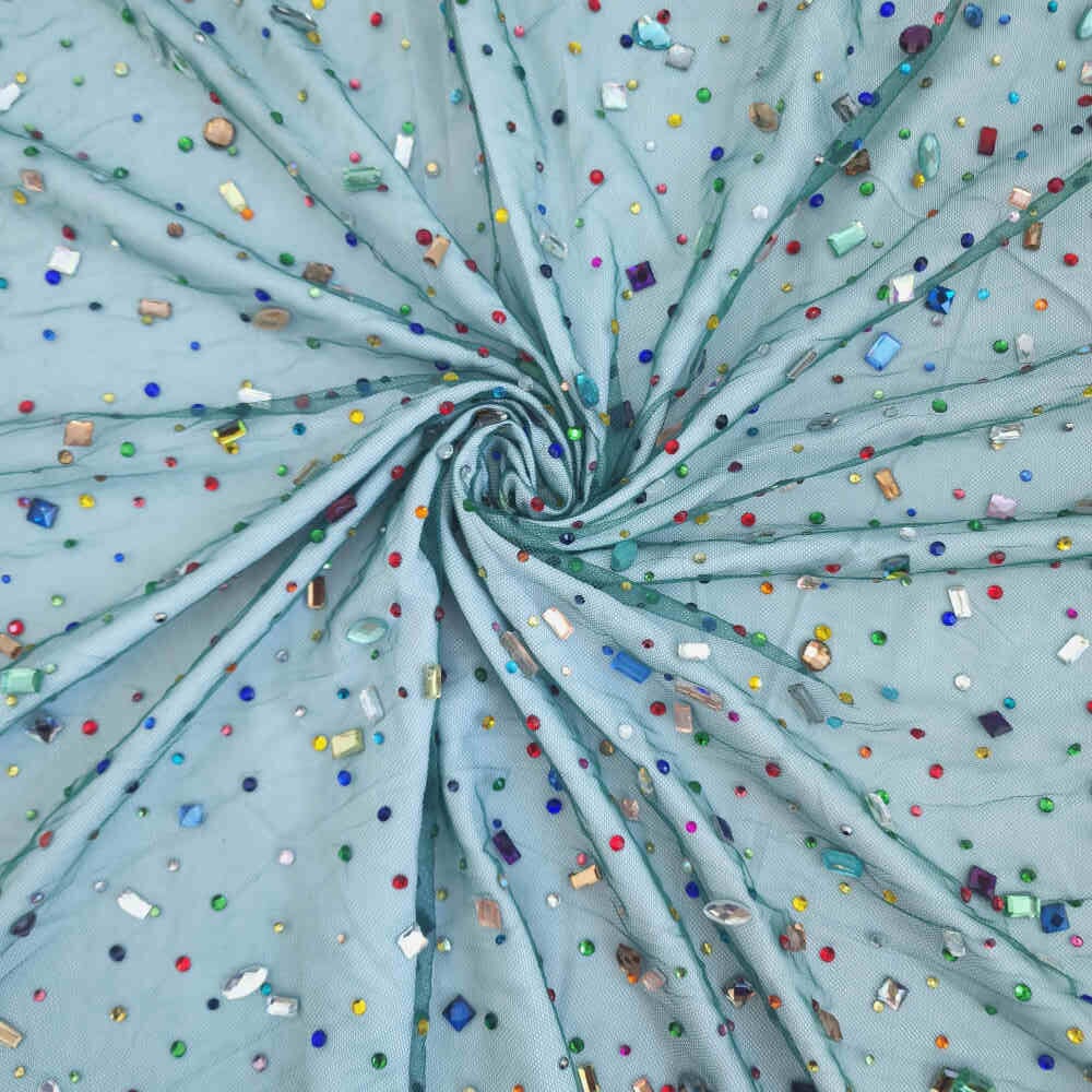 Rhinestone Tulle Bottle Green Curtain Dream