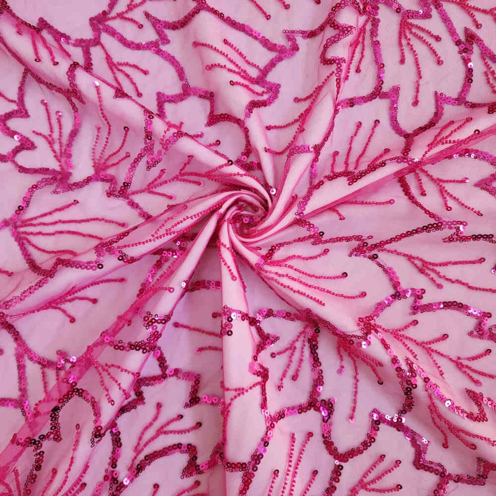 Cerise Pink Sequinned Tulle Glow