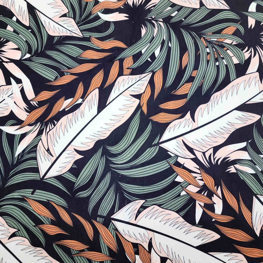 Printed Velvet Upholstery - Leaves