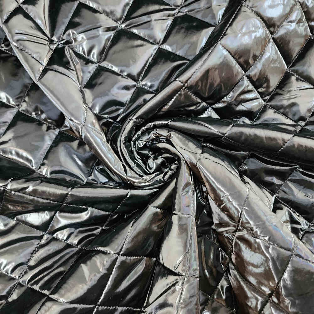 Black Lace Up PU Leather and Quilted High Boots - Salva