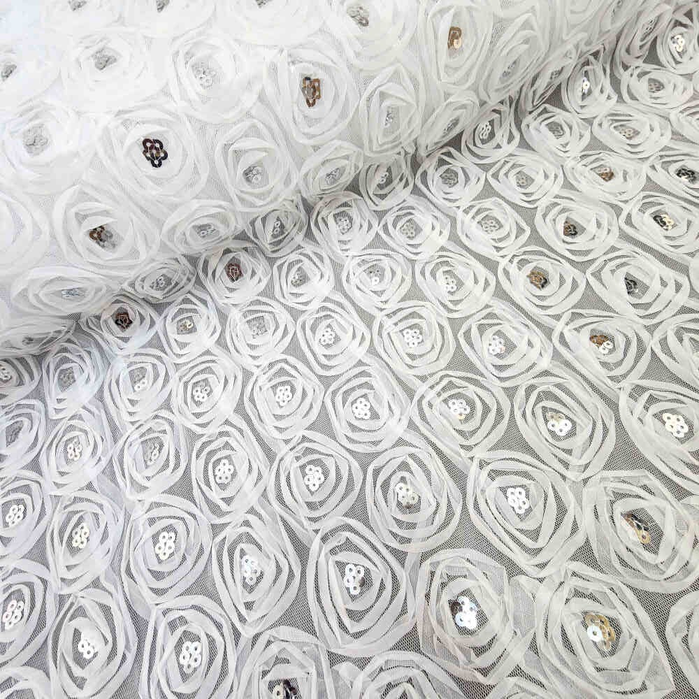 Rose On Mesh White Curtain Dream